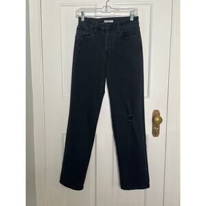 Sts Blue Women's 26 Black Jeans Cameron High Rise Distressed Button Fly Straight